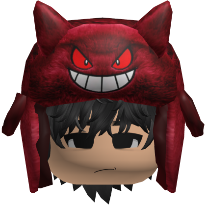 Red Monster Ushanka w/ Emo Boy Face y2k Hair