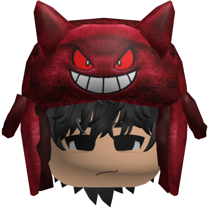 Red Monster Ushanka w/ Emo Boy Face y2k Hair