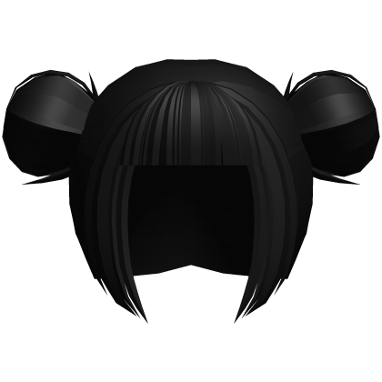 black blunt bangs messy buns