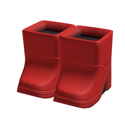 Leather Knee High Heels Boots - Christmas Red