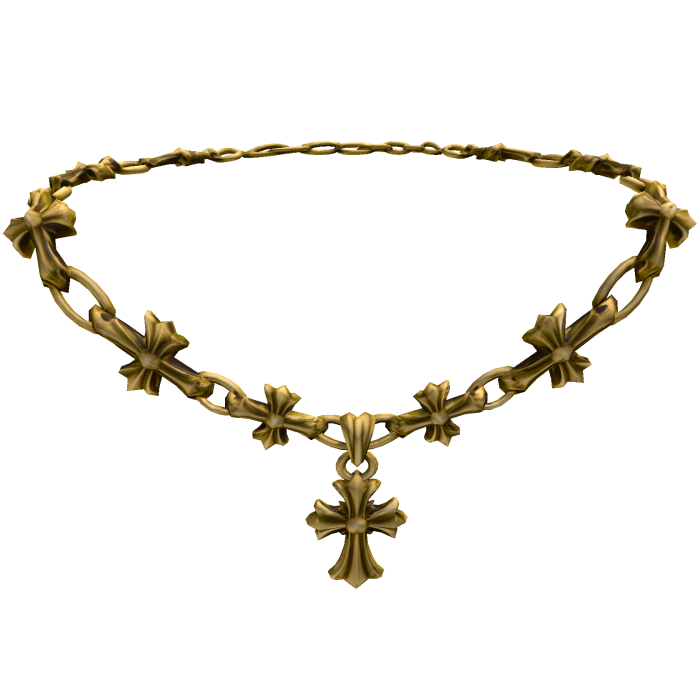 Gold Chrome Hearts Gothic Cross Necklace
