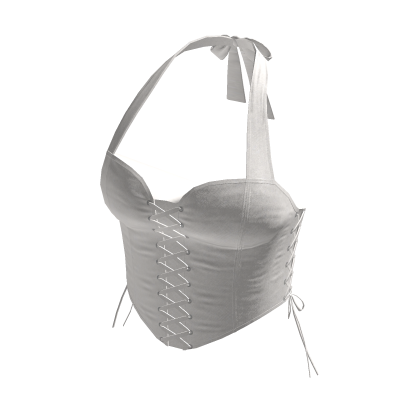 Lace-Up Halter Corset Top (White)