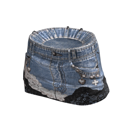 💜 Y2K Denim Lace Mini Skirt_ Blue