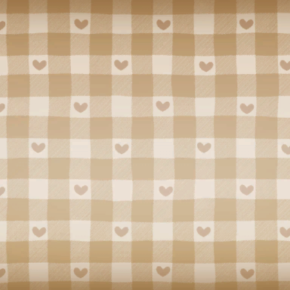 Beige Plaid Hearts