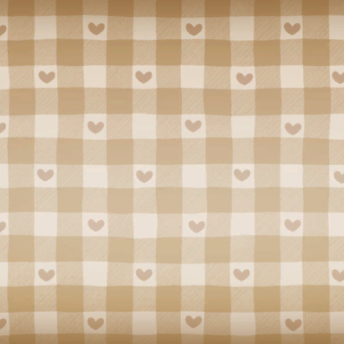 Beige Plaid Hearts