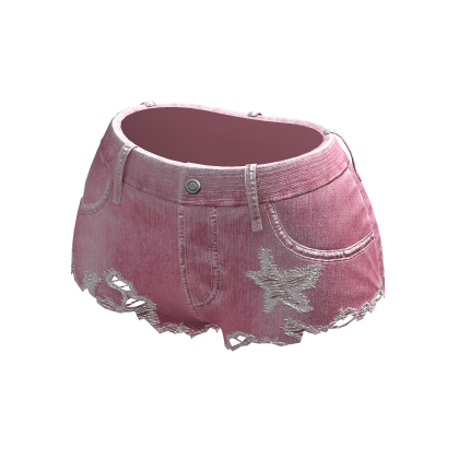 Y2K Ripped Denim Shorts Pink thumbnail