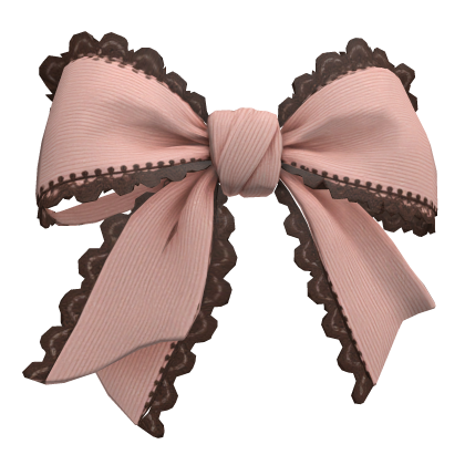 Pink satin brown lace hair bow