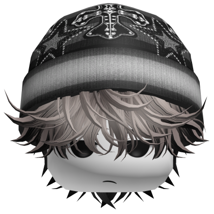 Messy Spikey Hair W/ Skater Beanie Ash&Black Roblox item