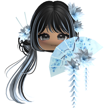 Side Ponytail w/ Cherry Blossoms & Fan