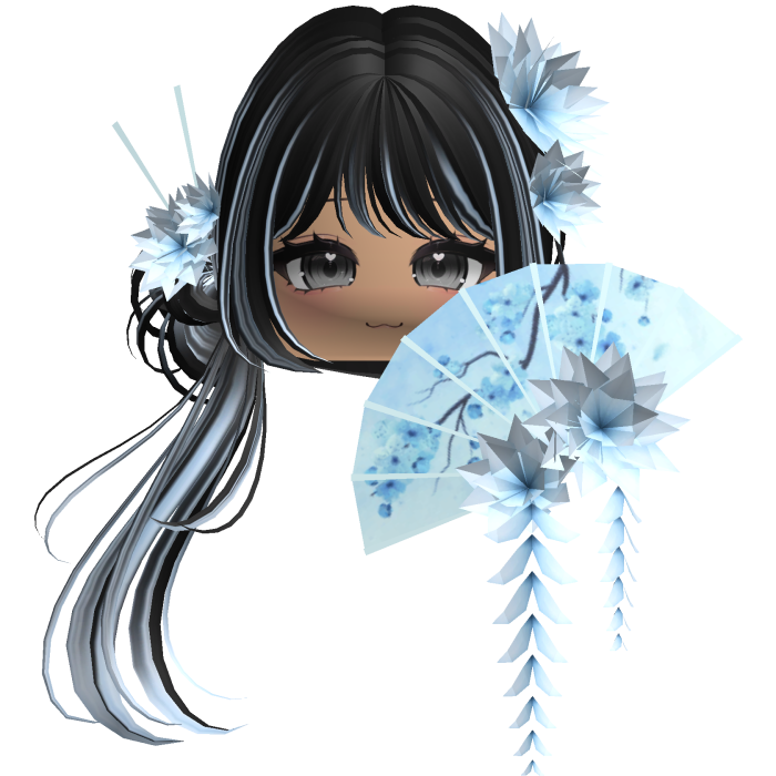 Side Ponytail w/ Cherry Blossoms & Fan