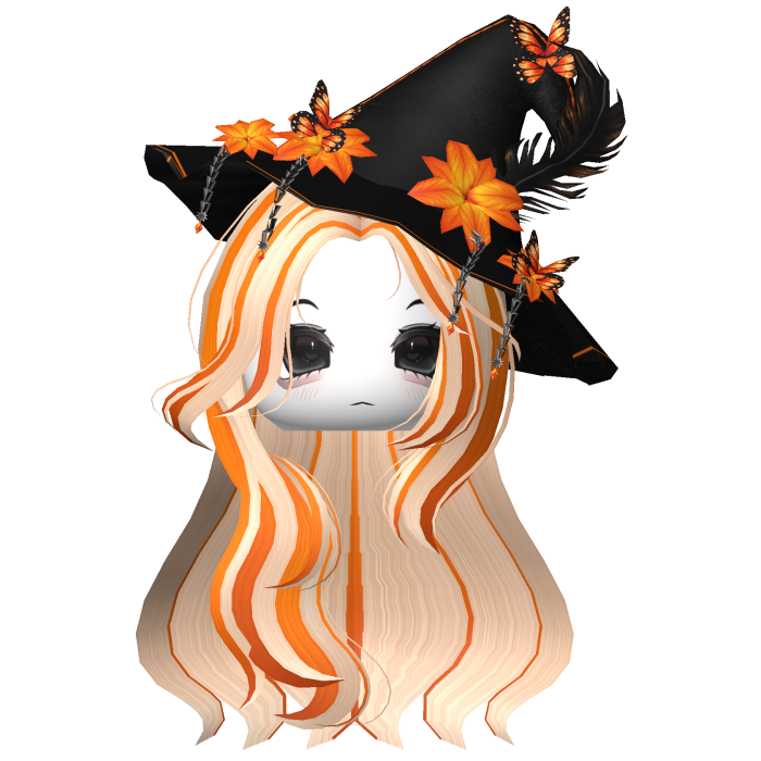 Straight Hair w/ Halloween Witch Hat Blonde Orange