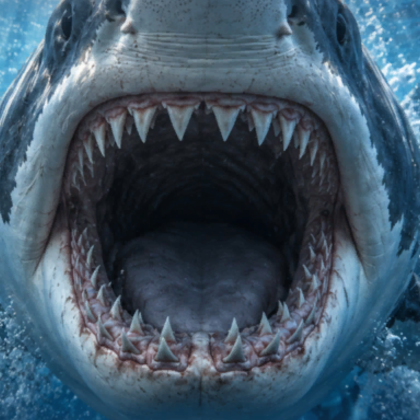 Scary White Shark Underwater Ocean Sea Background