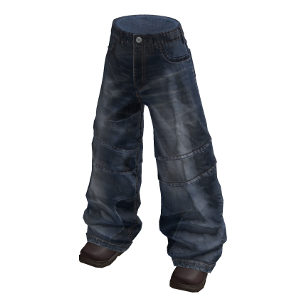Baggy Cuffed Hem Pants (Navy)