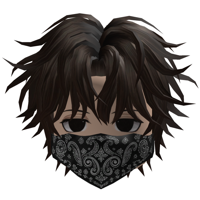 Messy Anime Hair w/ Bandana (Dark Brown)
