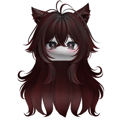 Swirly Fluffy Cat Ears Hair w/ Face (Red) Roblox item