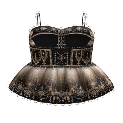 3.0 Christmas Black Gold Lolita Corset Dress