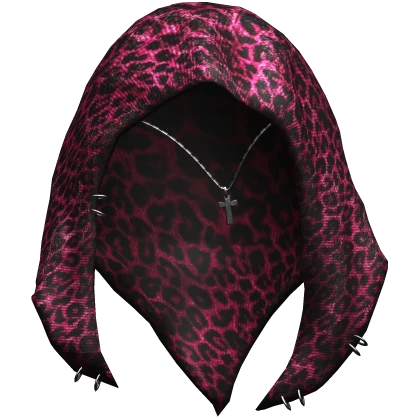 pink cheetah y2k hooded scarf with hanging cross | Roblox