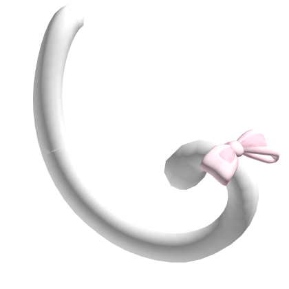 cutecore white cat neko tail w pink bow thumbnail