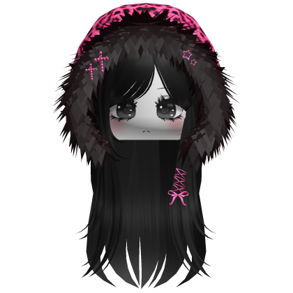 Hot Pink Leopard Hood Girl Black