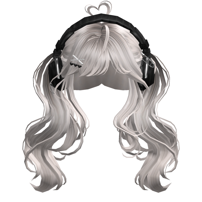 Cute Wavy Pigtails w/Headphonnes (Silver)