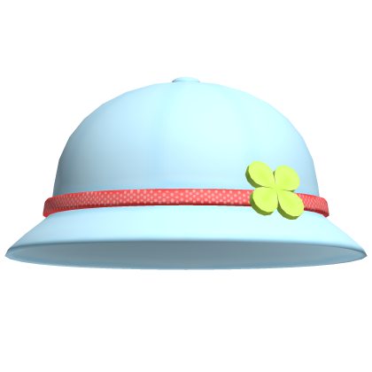 ♡ ꒰ blue clover bucket hat w/ red band ꒱ ♡ Roblox item