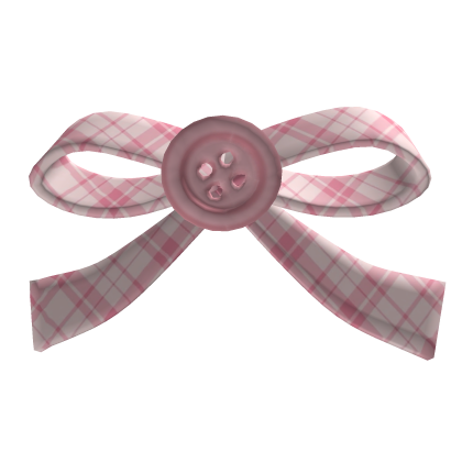 cottage pink plaid bow with pink button Roblox item
