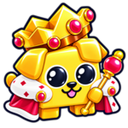 Store icon: a yellow blocky dog with a jewelled gold crown, a red and white cape and a red sceptre
