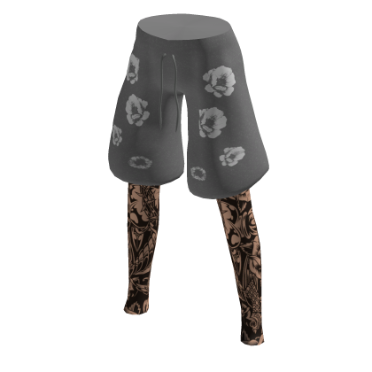 Grey Deni Shorts With Tattoos