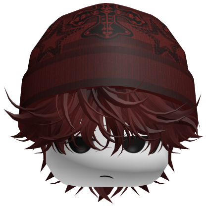 Messy Spikey Hair W/ Skater Beanie Dark Red Roblox item