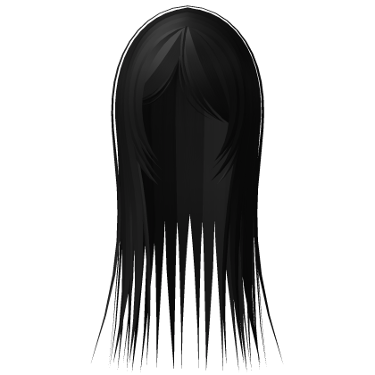 ⛧ long straight horror messy hair black Roblox item