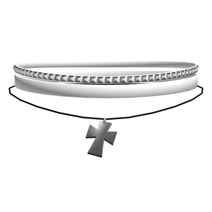 white silver beaded emo choker