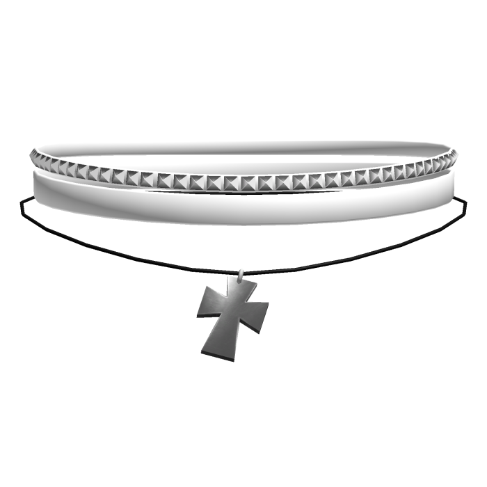 white silver beaded emo choker