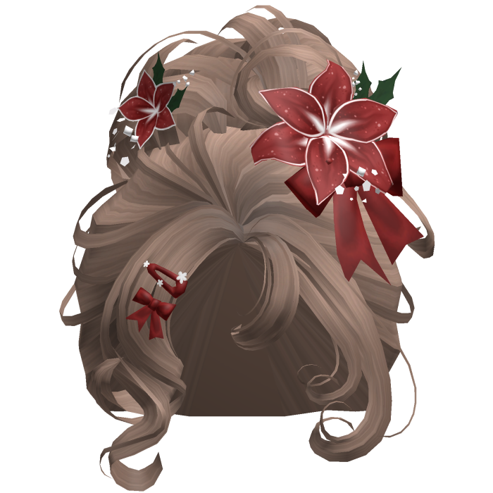 ♡ Christmas Flowery Bun Updo (Brown)