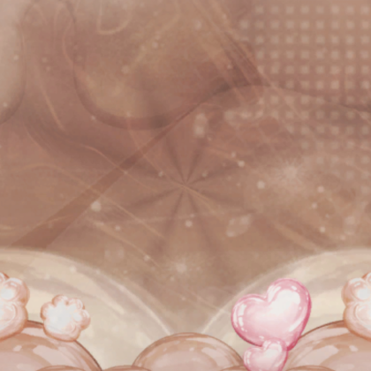 Cute Beige Kawaii Heart Bubble Paw Background