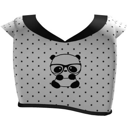 ♡ cute white polka dots panda shirt Roblox item