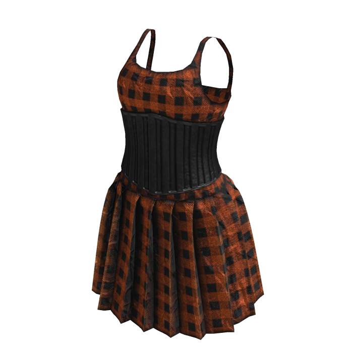 Grunge Flannel Corset Dress (Orange and Black)