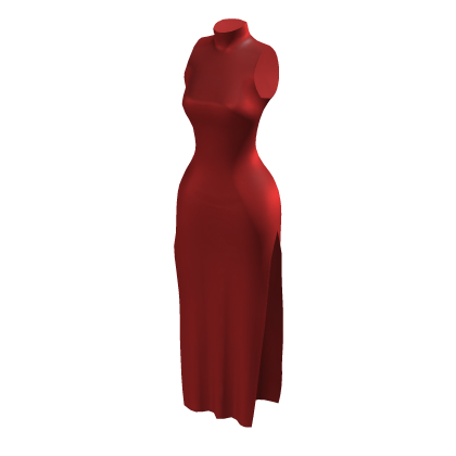 BB Red slim side slit slip high neck dress