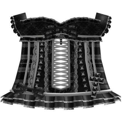 -♤ Black EGL Mori Kei Gothic Plaid Corset Dress - thumbnail