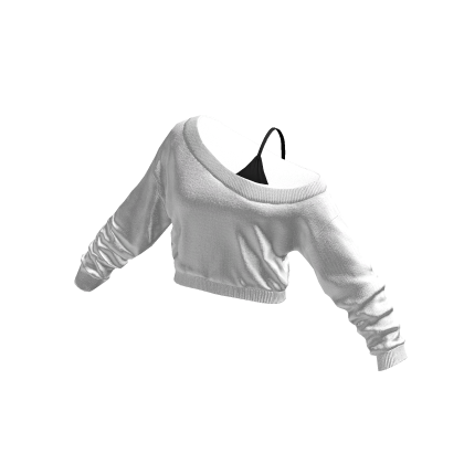 White Black Cropped Off Shoulder Shirt