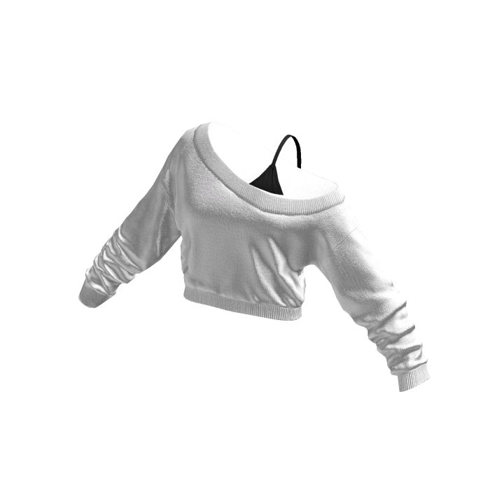 White Black Cropped Off Shoulder Shirt