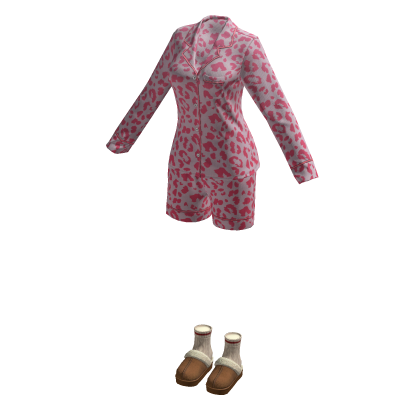 Leopard Pajama Shorts with Fur Sleepers Pink thumbnail
