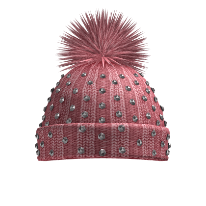 BB Pink Knit Diamond Pompom Hat   Roblox item