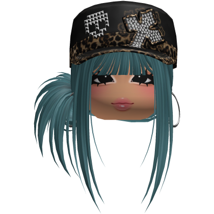 Gyaru Side Bun Hair w/ Cheetah Cap & Earrings