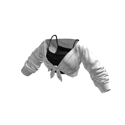 White & Black Layered Tied Up Cropped Shirt