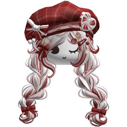 ♡ Christmas Preppy Holiday Braids (White & Red)