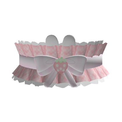 kawaii ruffled strawbunny choker w/ bow Roblox item