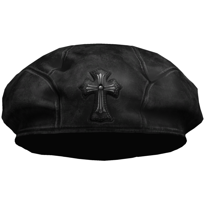 Military Chrome Cross Beret in Black