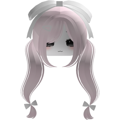 ♡ cute pink hair with white bow + moe face mask Roblox item