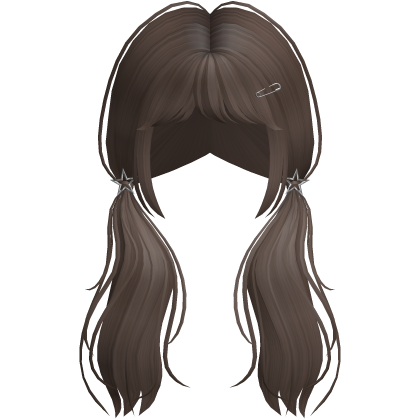 Y2K Messy Grunge Pigtails w/ Clips in Dark Brown Roblox item