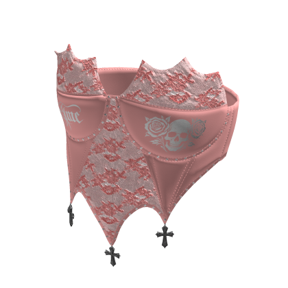 Goth Cross Leather Lace Corset Top Pink[MAX]